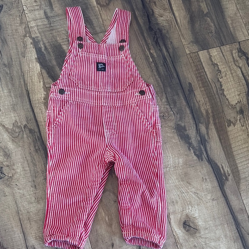 OshKosh B'gosh Baby Stretchy Hickory Stripe Overalls 12 M